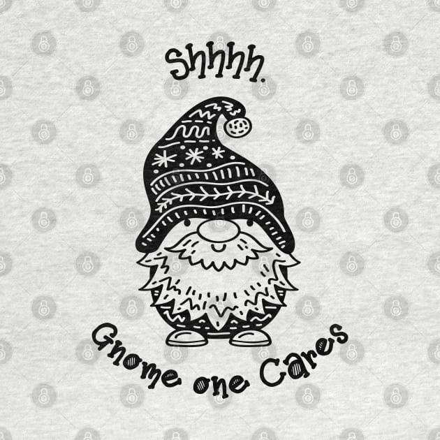 Shhhh. Gnome one cares, gnome with a scruffy beard by Kylie Paul